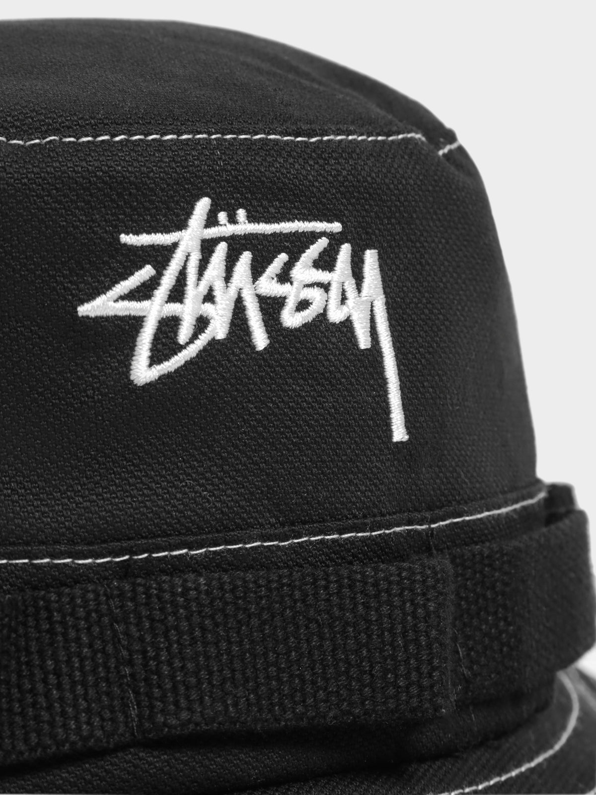 Stussy Contrast Stitch Boonie Hat in Black & White | Black/White