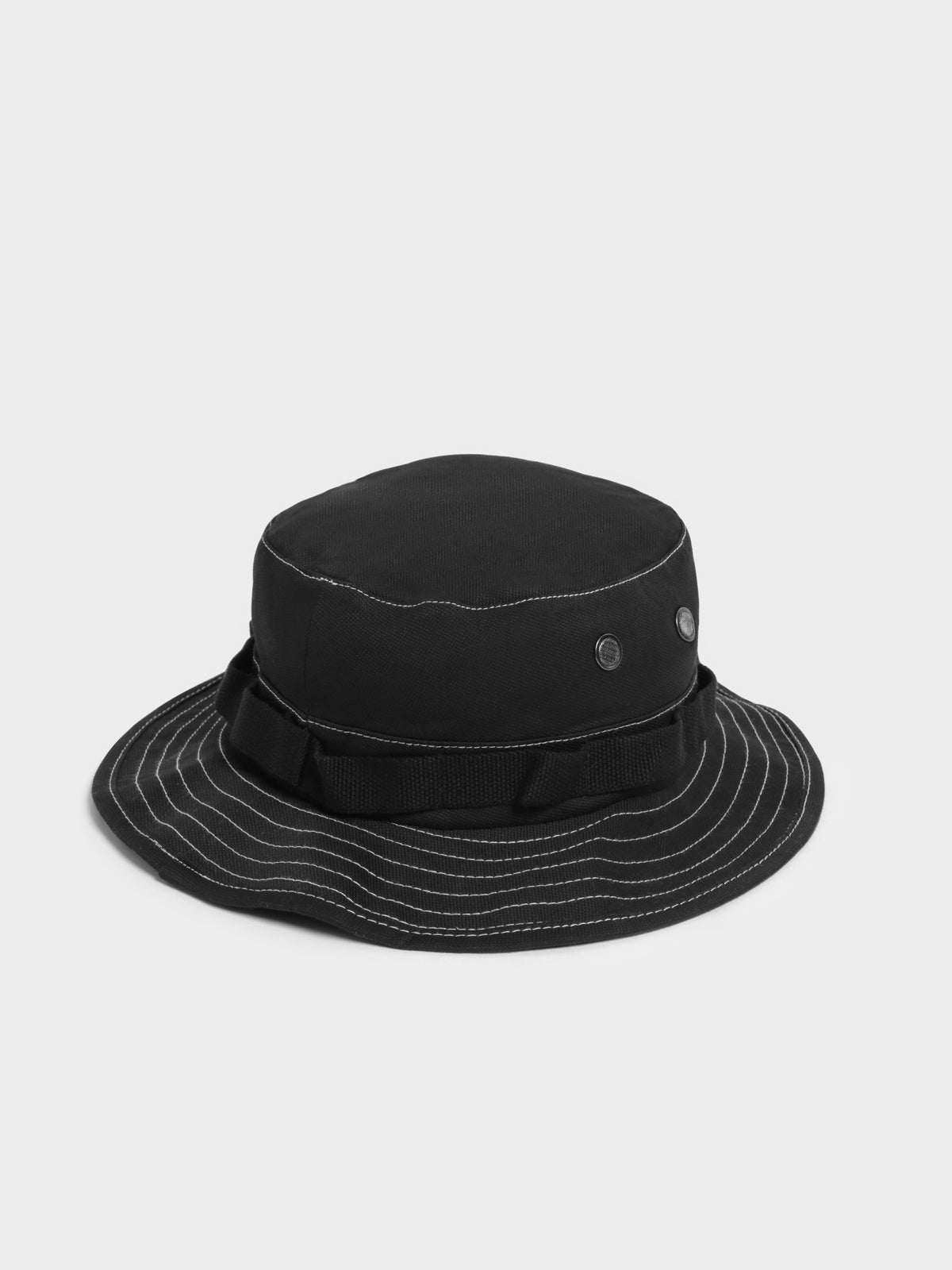 Stussy Contrast Stitch Boonie Hat in Black & White | Black/White