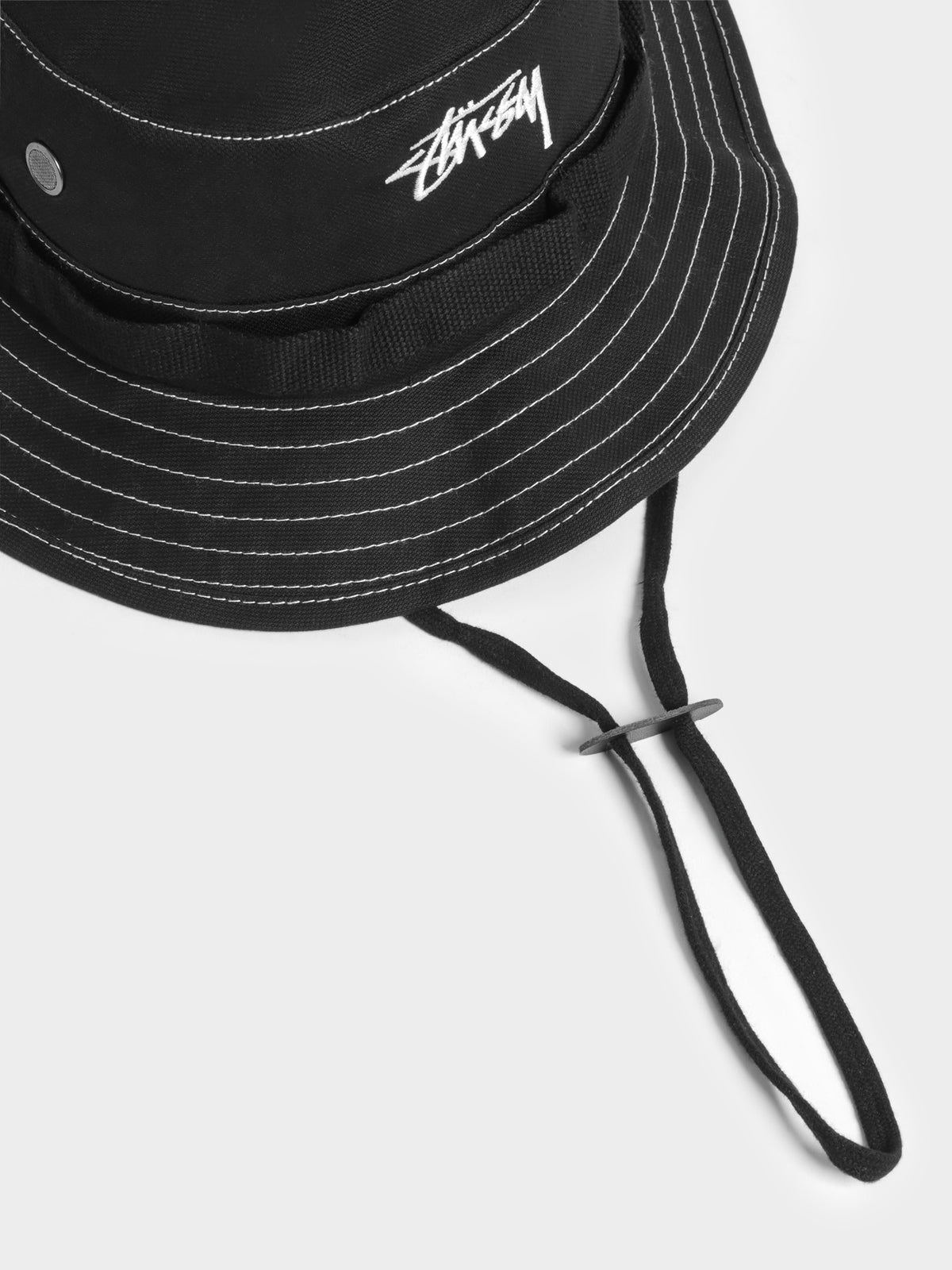 Stussy Contrast Stitch Boonie Hat in Black & White | Black/White